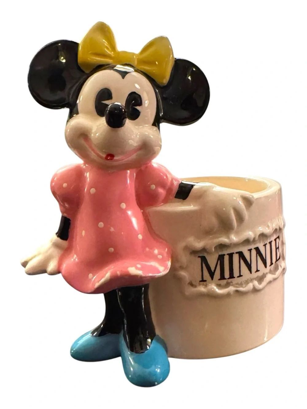 Vintage Walt Disney Productions Minnie Mouse Small Ceramic Planter Japan